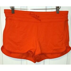 Athleta Lined Workout Running Shorts Sz S Neon Bright‎ Orange Back Pockets